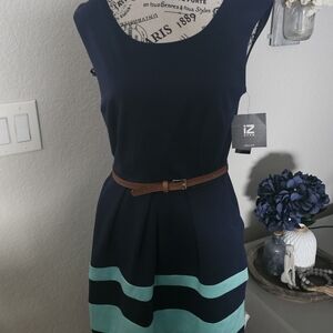 IZ BYER Navy and Teal Women's Dress
